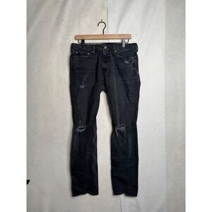 Abercrombie & Fitch Langdon Slim Distressed Black Jeans 32x32 1E5477-ABLACKX184